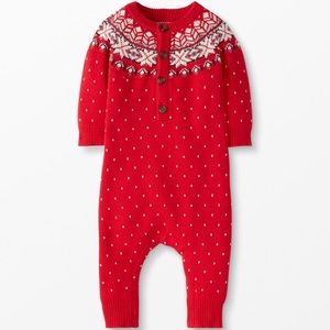 Hanna Andersson Christmas Sweater Baby Romper Size 3-6 month Red